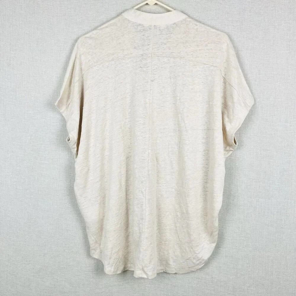 Club Monaco Linen Beige Oversized Cap Sleeve Jandina Tunic Top Small